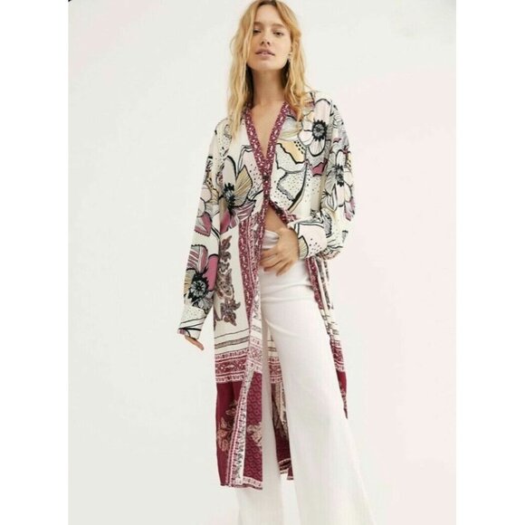 NWT Free People Duster Kimono Robe Oversized Maxi Cover Up C'est Moi Sz XS $168 - Picture 2 of 12